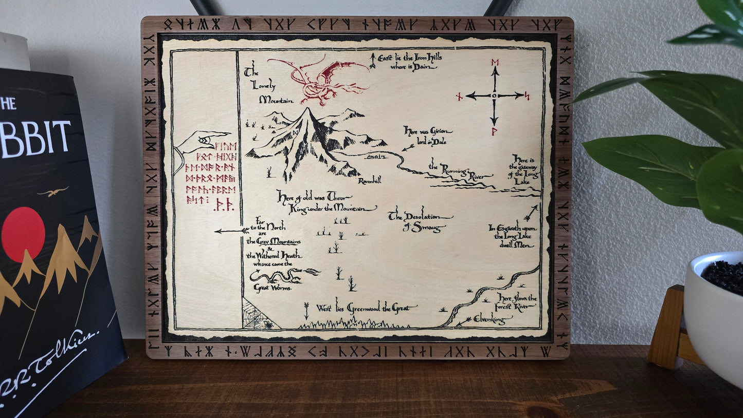 Thrór's Map | Wooden Art | UV Activated Moon Runes