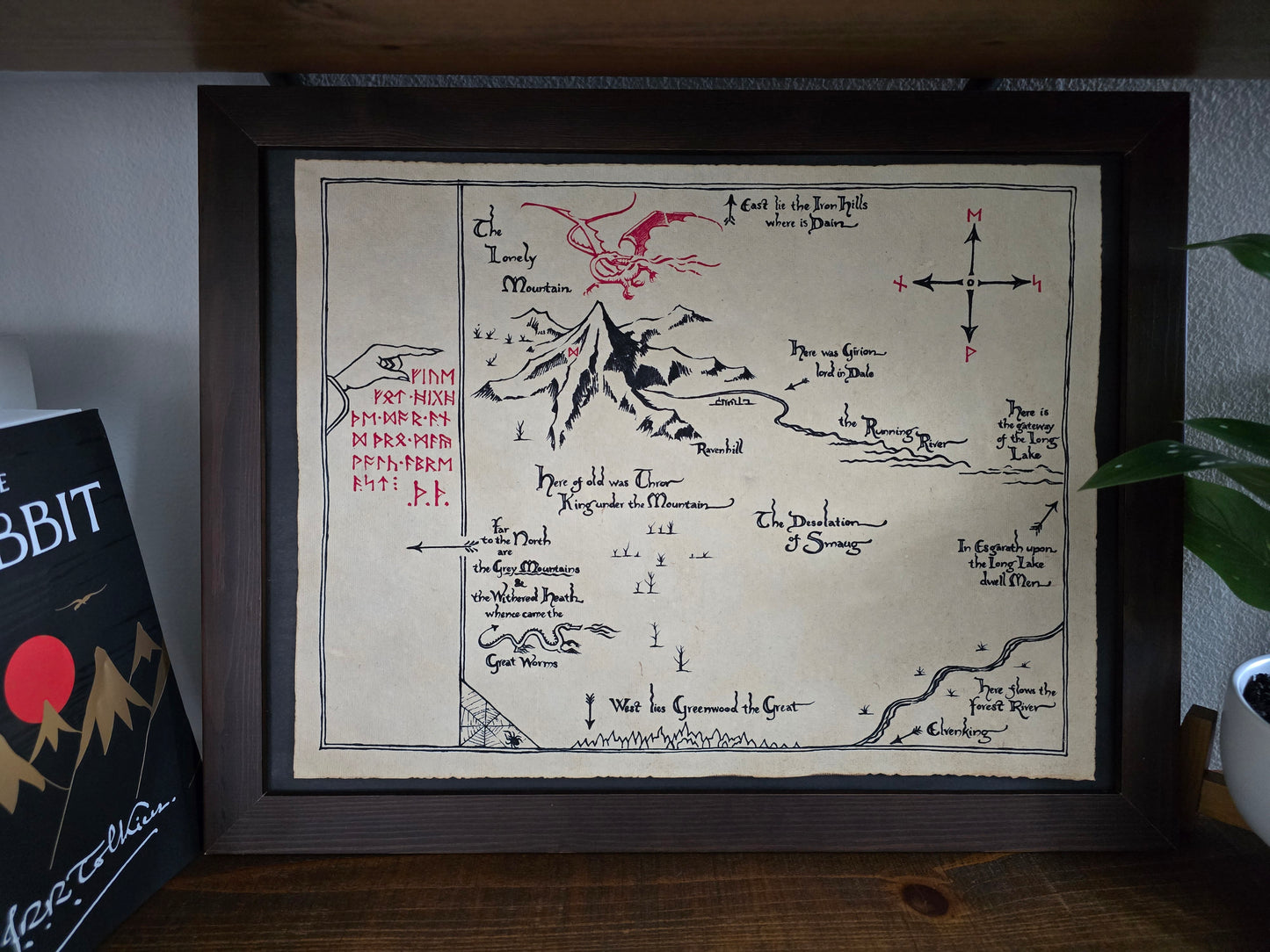 Thrór's Map | Hand Drawn on Vintage Style Paper | UV Activated Moon Runes