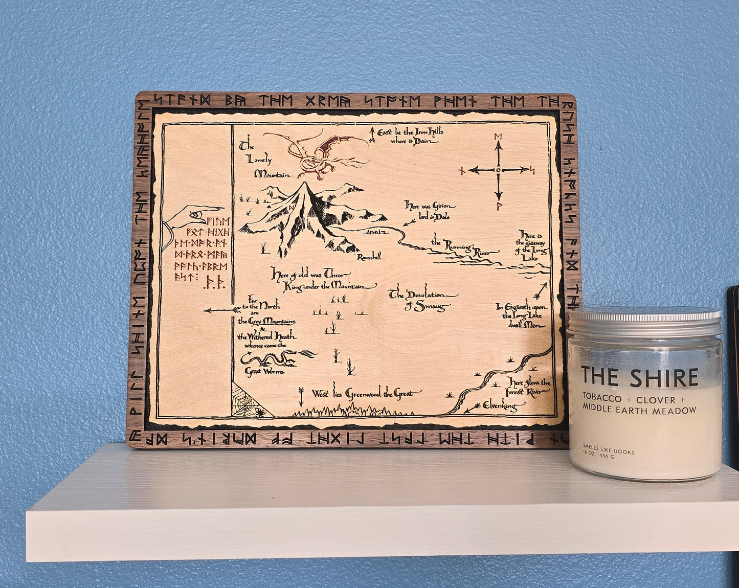 Thrór's Map | Wooden Art | UV Activated Moon Runes
