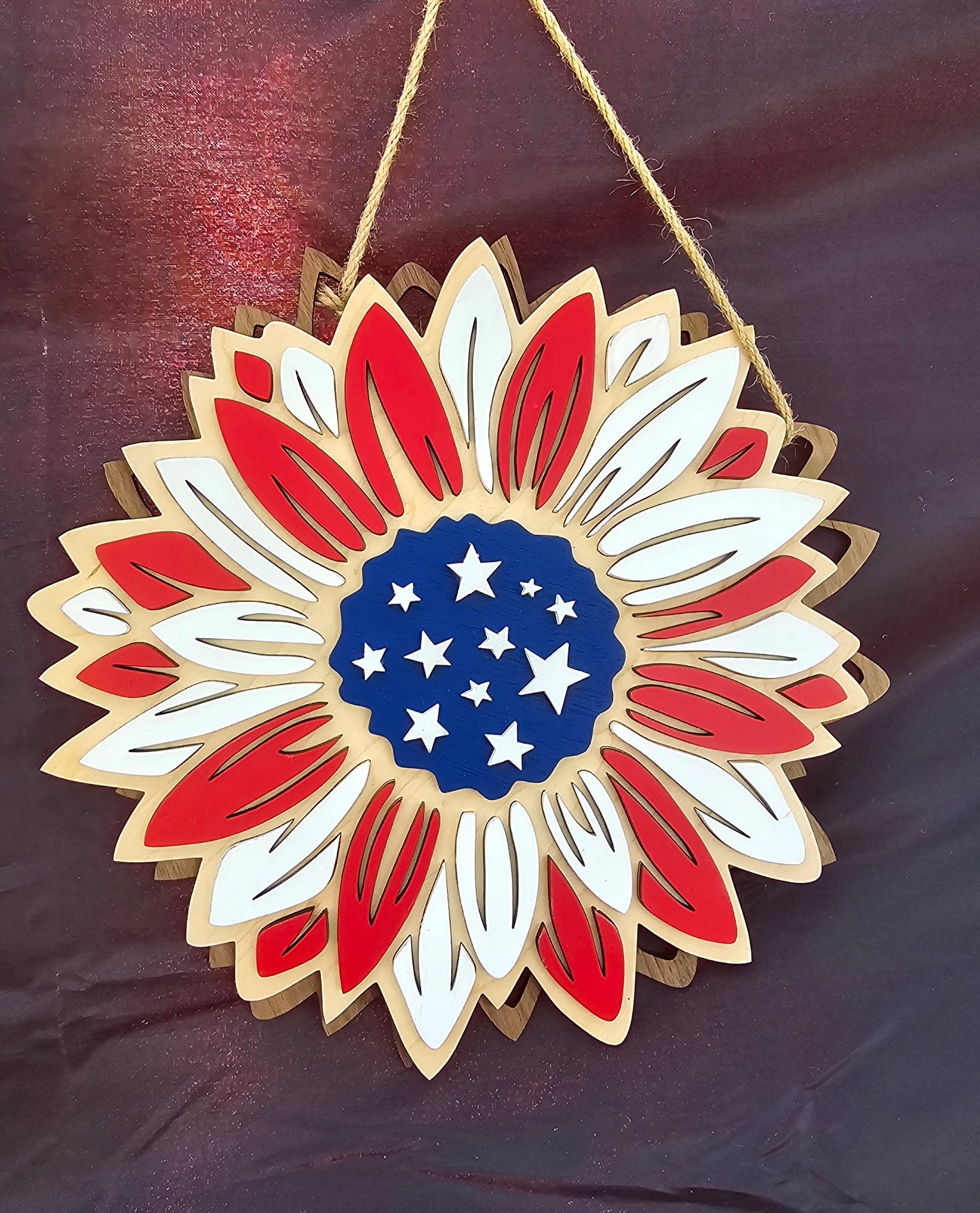 Patriotic Sunflower | Wooden Art | Door Hanger
