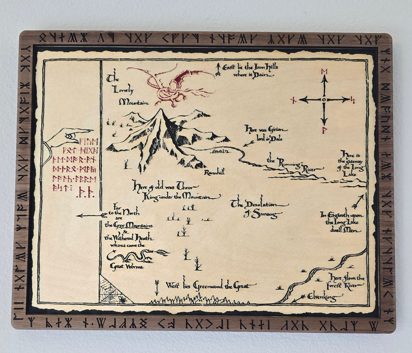 Thrór's Map | Wooden Art | UV Activated Moon Runes