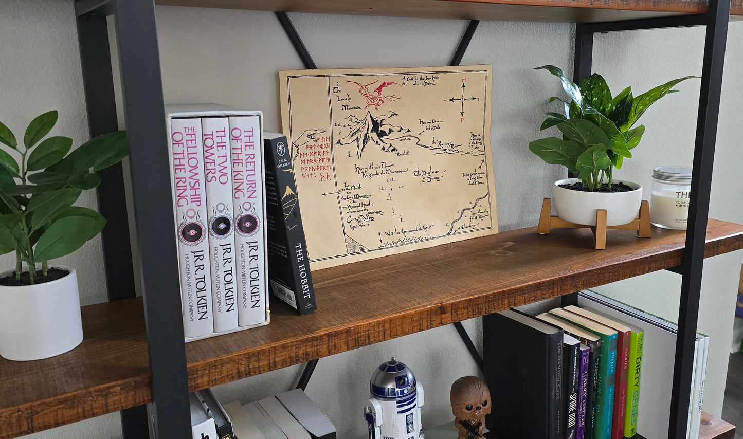 Thrór's Map | Hand Drawn on Vintage Style Paper | UV Activated Moon Runes
