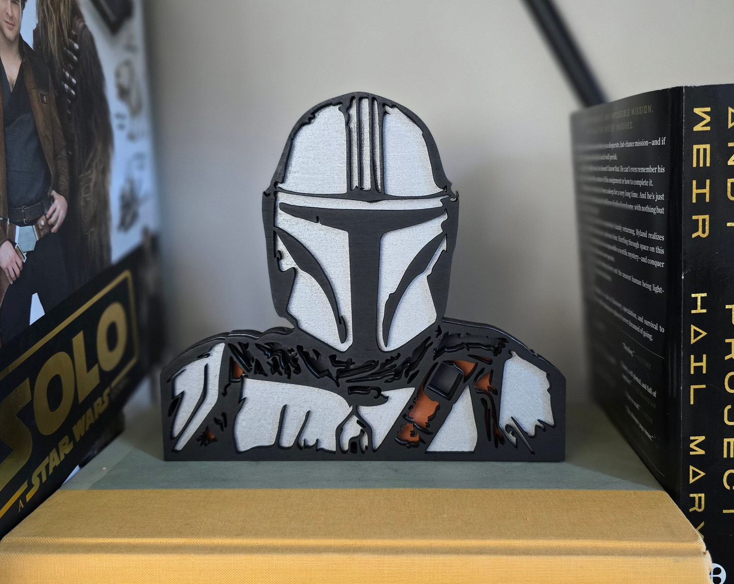 Mandalorian | Wooden Art | Bookshelf Decor